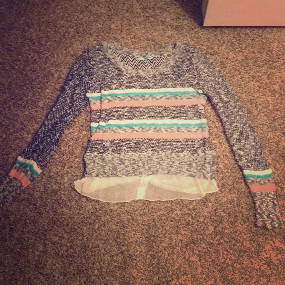 Black multi colored light sweater